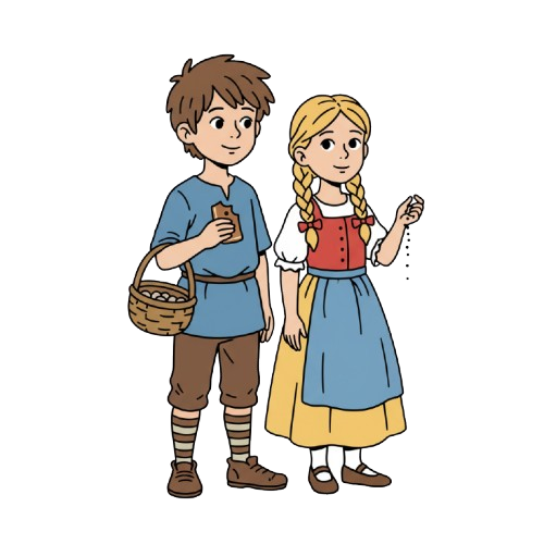 Hänsel und Gretel im Wald.